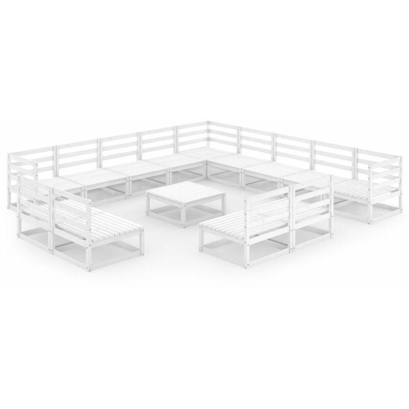 

Vidaxl - Set de salón de jardín de 14 pzas blanco madera maciza de pino - Blanco