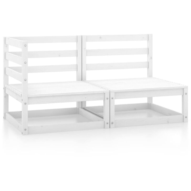 

Vidaxl - Set de salón de jardín de 2 piezas blanco madera maciza de pino - Blanco