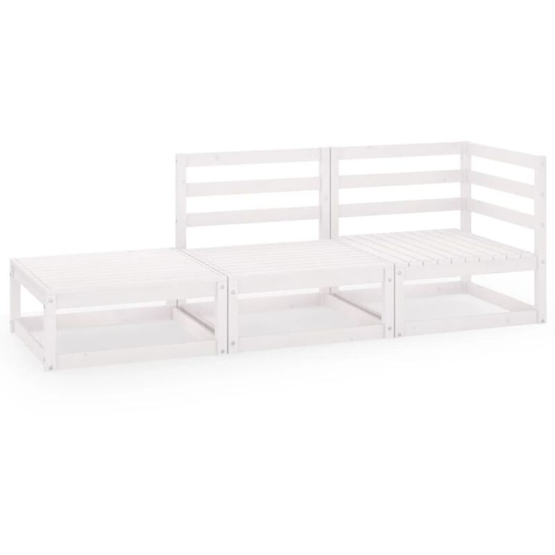 

Set de salón de jardín de 3 piezas blanco madera maciza de pino - Blanco - Vidaxl