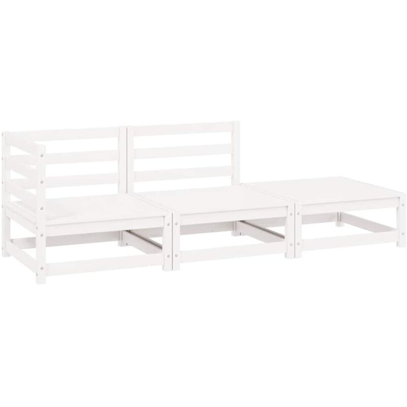

Set de salón de jardín de 3 piezas blanco madera maciza de pino - Blanco - Vidaxl