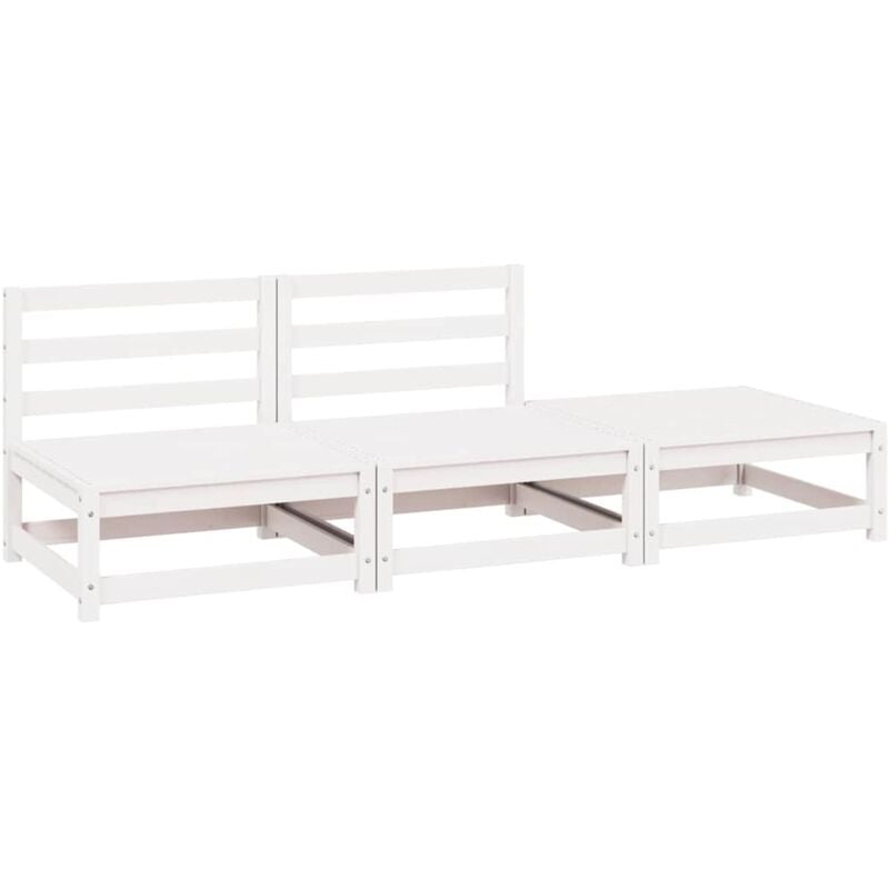 

Vidaxl - Set de salón de jardín de 3 piezas blanco madera maciza de pino - Blanco