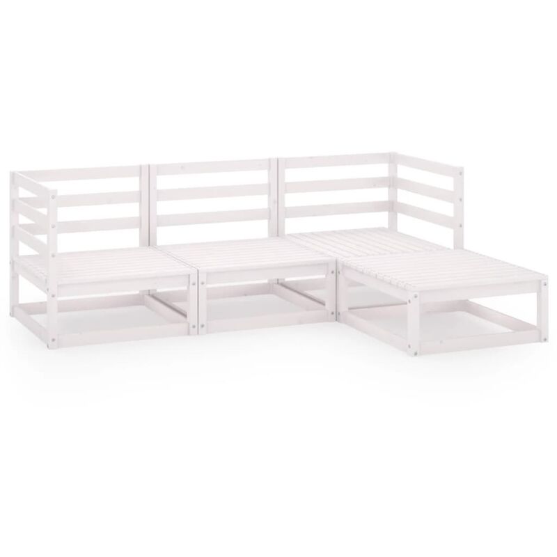 

vidaXL Set de salón de jardín de 4 piezas blanco madera maciza pino - Blanco