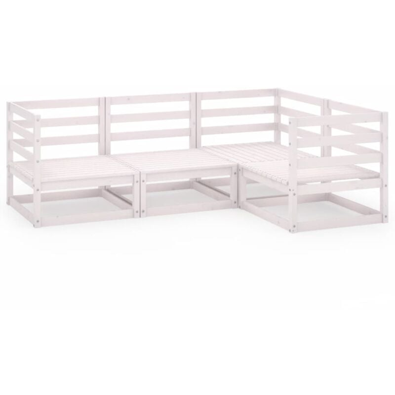 

Vidaxl - Set de salón de jardín de 4 pzas blanco madera maciza de pino - Blanco