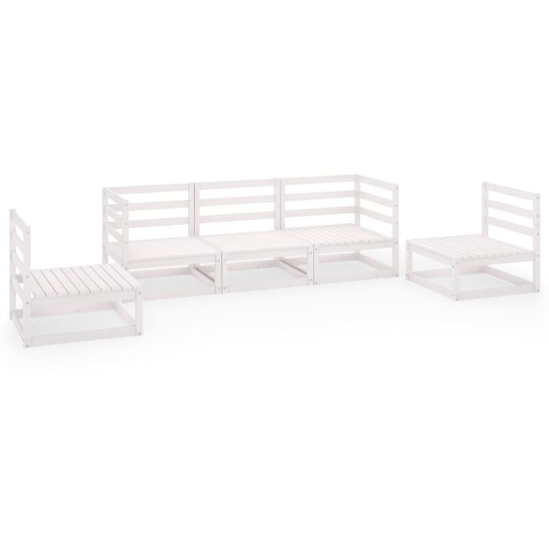 

vidaXL Set de salón de jardín de 5 piezas blanco madera maciza de pino - Blanco