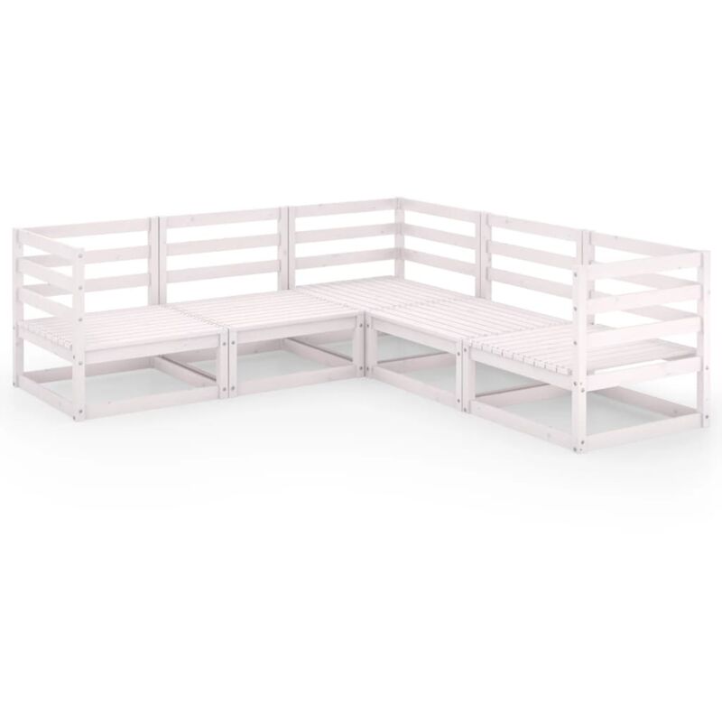 

Vidaxl - Set de salón de jardín de 5 piezas blanco madera maciza de pino - Blanco