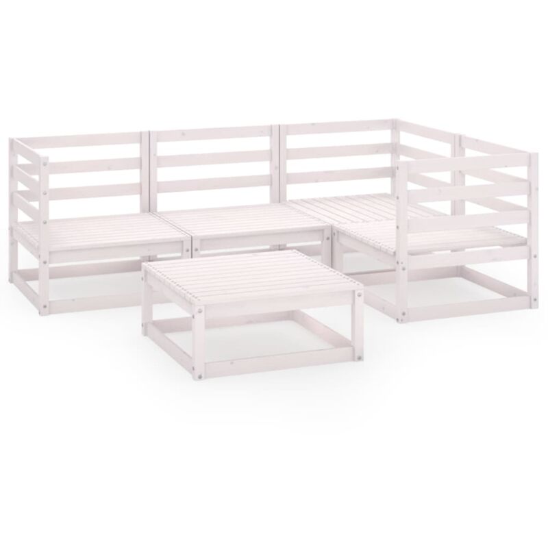 

Set de salón de jardín de 5 piezas blanco madera maciza de pino - Blanco - Vidaxl