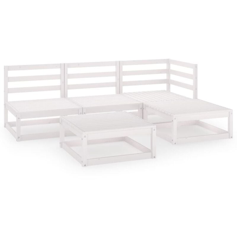 

Set de salón de jardín de 5 piezas blanco madera maciza de pino - Blanco - Vidaxl