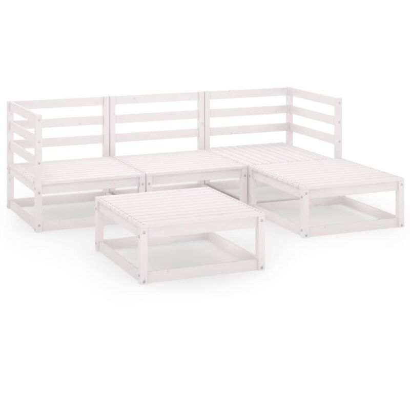 

Set de salón de jardín de 5 piezas blanco madera maciza de pino - Blanco - Vidaxl