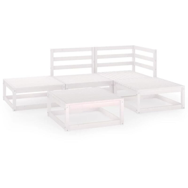 

Vidaxl - Set de salón de jardín de 5 piezas blanco madera maciza de pino - Blanco