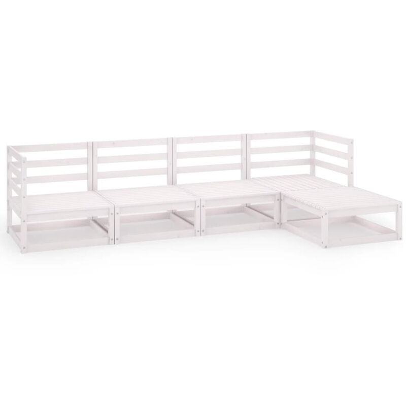 

vidaXL Set de salón de jardín de 5 piezas blanco madera maciza pino - Blanco