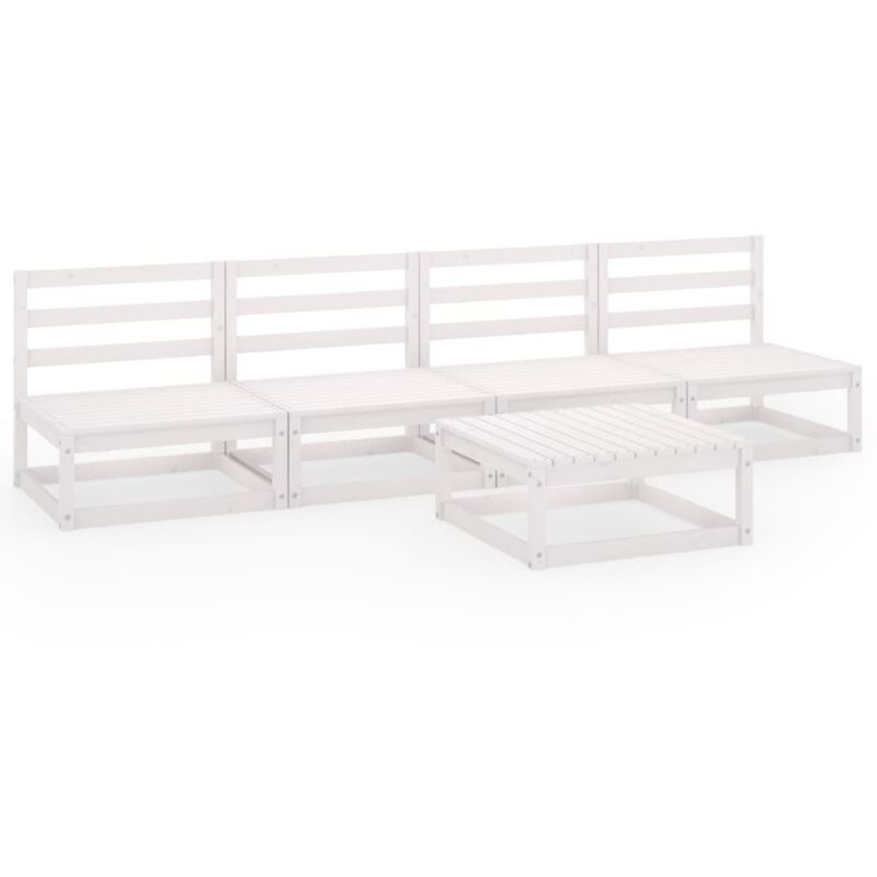 

vidaXL Set de salón de jardín de 5 pzas blanco madera maciza de pino - Blanco