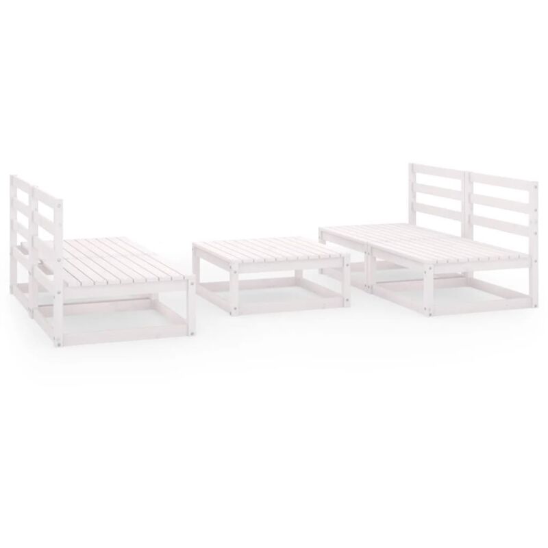 

Vidaxl - Set de salón de jardín de 5 pzas blanco madera maciza de pino - Blanco