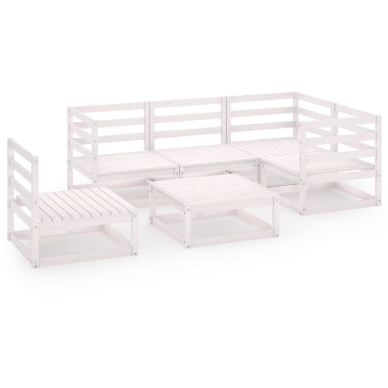 

Set de salón de jardín de 6 piezas blanco madera maciza de pino - Blanco - Vidaxl