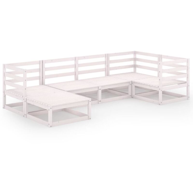 

Set de salón de jardín de 6 piezas blanco madera maciza de pino - Blanco - Vidaxl