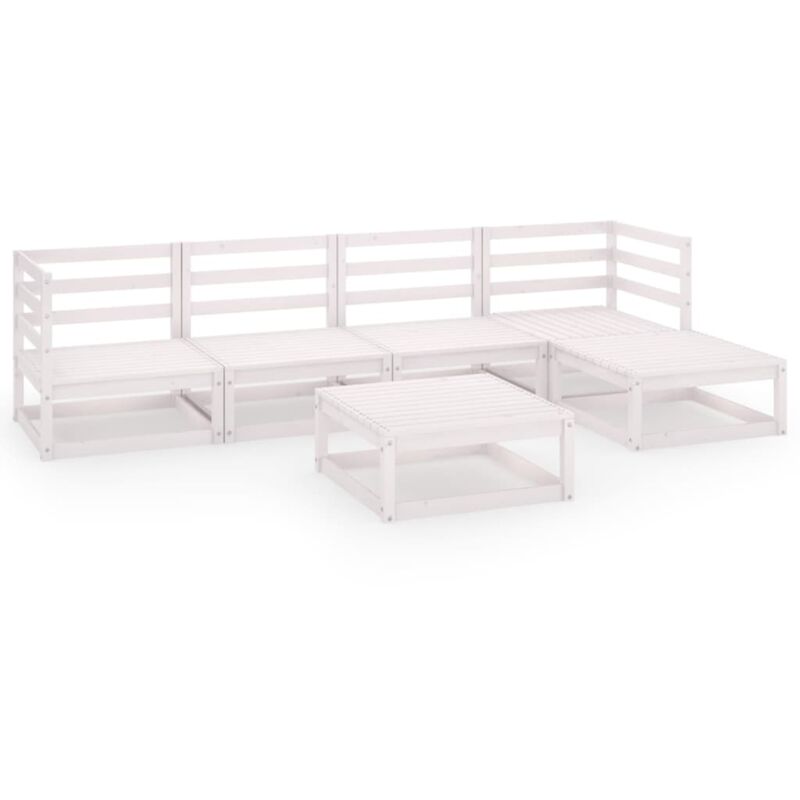 

Set de salón de jardín de 6 piezas blanco madera maciza de pino - Blanco - Vidaxl