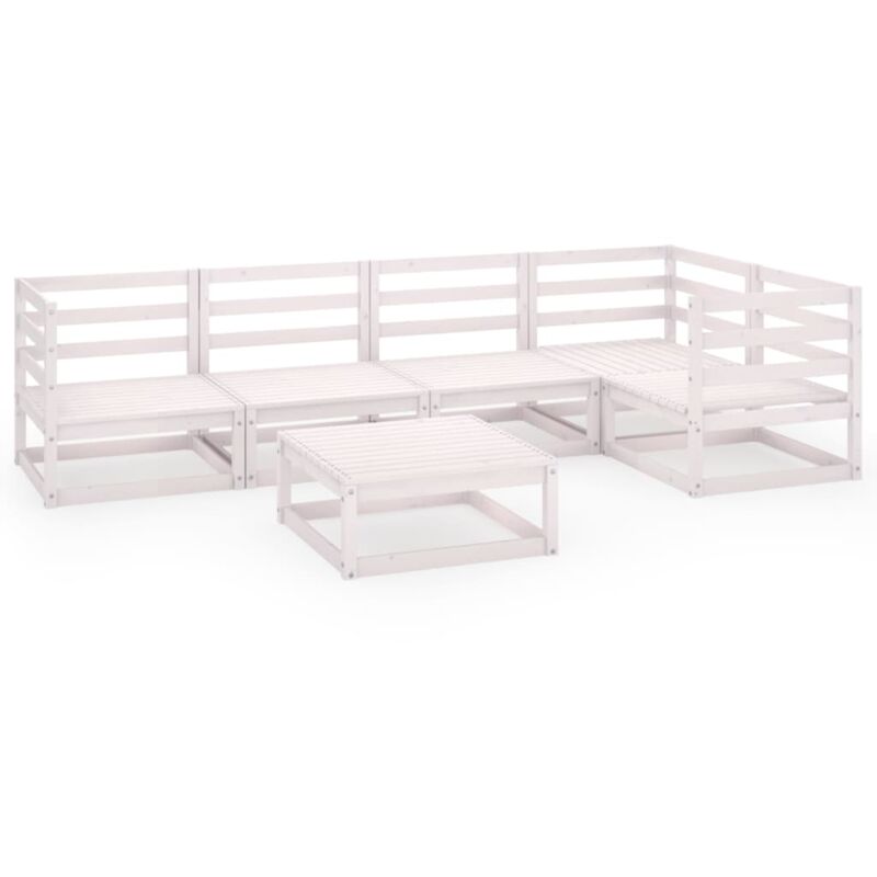 

Set de salón de jardín de 6 piezas blanco madera maciza de pino - Blanco - Vidaxl