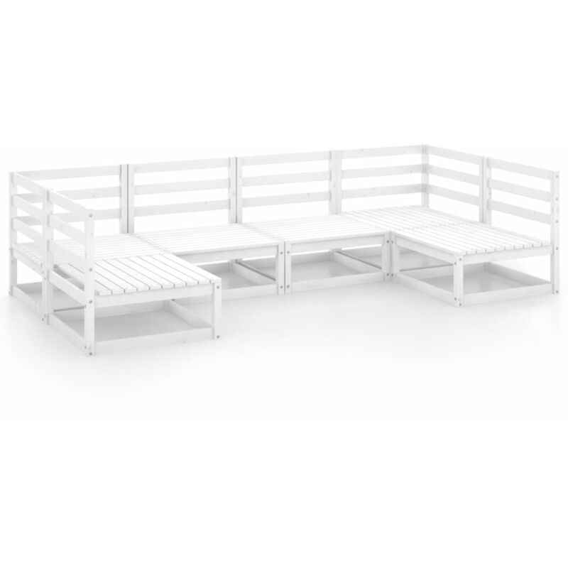 

Vidaxl - Set de salón de jardín de 6 piezas madera maciza de pino - Blanco