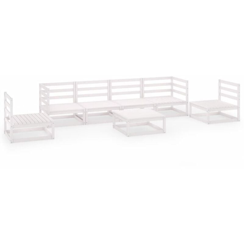 

Vidaxl - Set de salón de jardín de 7 piezas blanco madera maciza de pino - Blanco