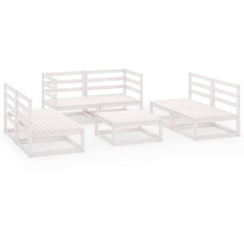 

Vidaxl - Set de salón de jardín de 7 piezas blanco madera maciza de pino - Blanco