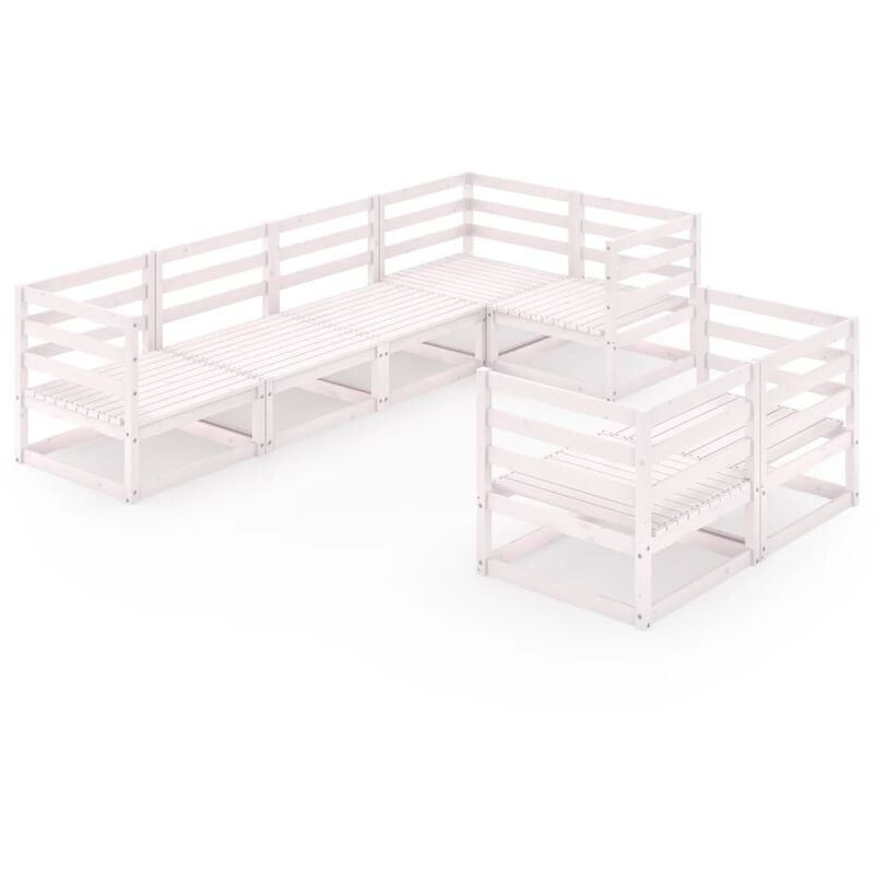 

Vidaxl - Set de salón de jardín de 7 piezas blanco madera maciza de pino - Blanco