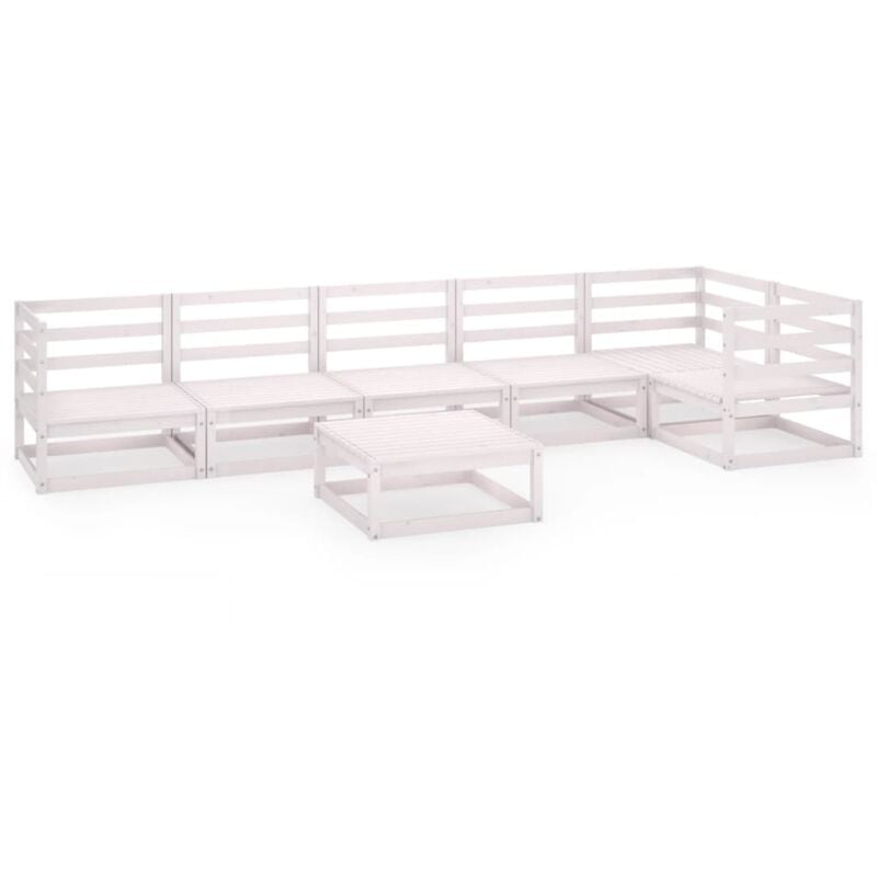 

Vidaxl - Set de salón de jardín de 7 piezas blanco madera maciza de pino - Blanco