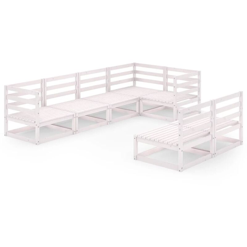 

Vidaxl - Set de salón de jardín de 7 piezas blanco madera maciza de pino - Blanco