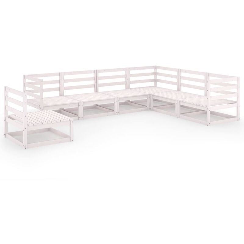 

Vidaxl - Set de salón de jardín de 7 piezas blanco madera maciza de pino - Blanco