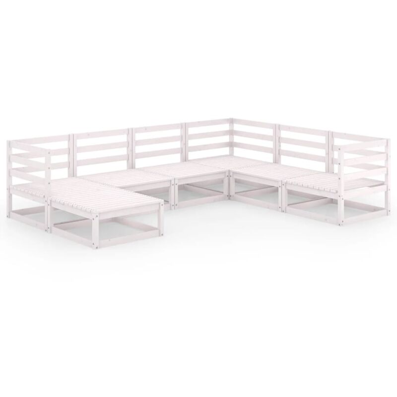 

Set de salón de jardín de 7 piezas blanco madera maciza de pino - Blanco - Vidaxl