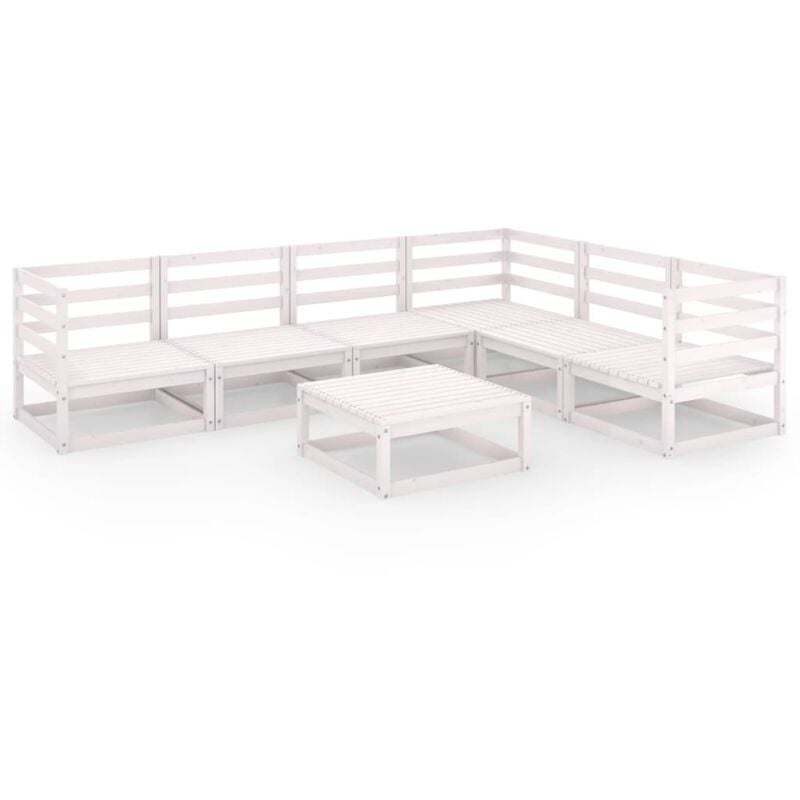 

Set de salón de jardín de 7 piezas blanco madera maciza de pino - Blanco - Vidaxl