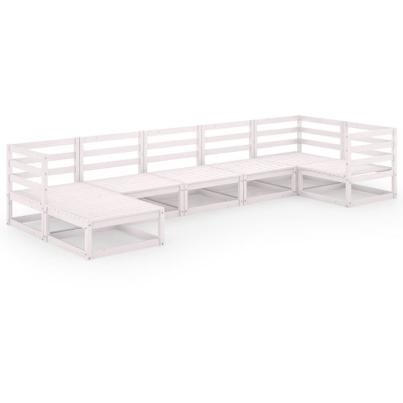 

Set de salón de jardín de 7 piezas blanco madera maciza de pino - Blanco - Vidaxl