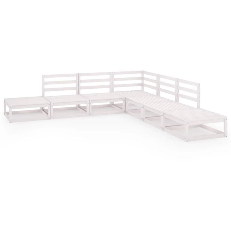 

Set de salón de jardín de 7 piezas blanco madera maciza de pino - Blanco - Vidaxl