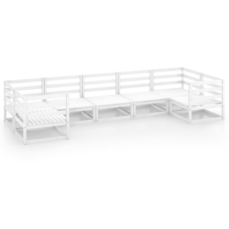 

Vidaxl - Set de salón de jardín de 7 piezas madera maciza de pino - Blanco