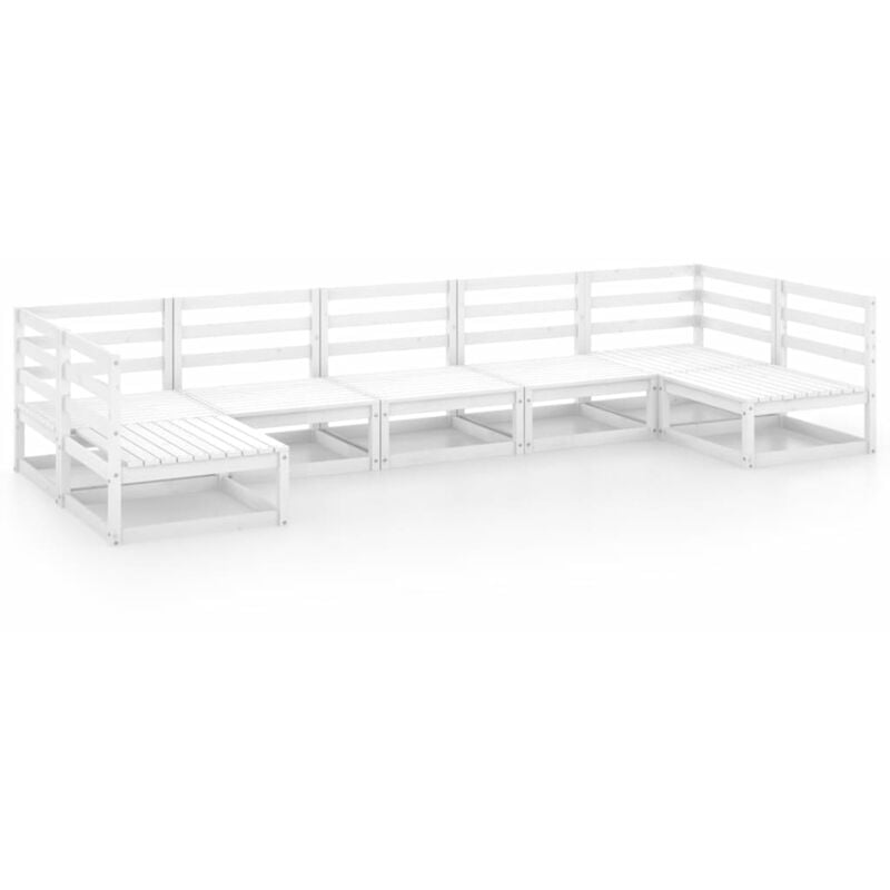 

vidaXL Set de salón de jardín de 7 piezas madera maciza pino - Blanco
