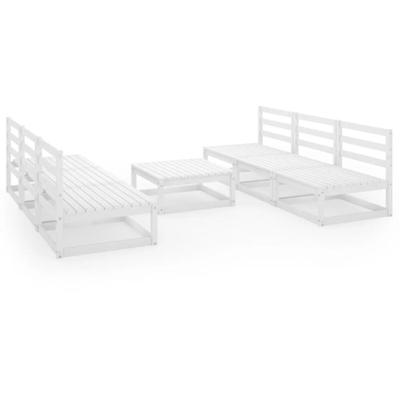 

Set de salón de jardín de 7 pzas blanco madera maciza de pino - Blanco - Vidaxl