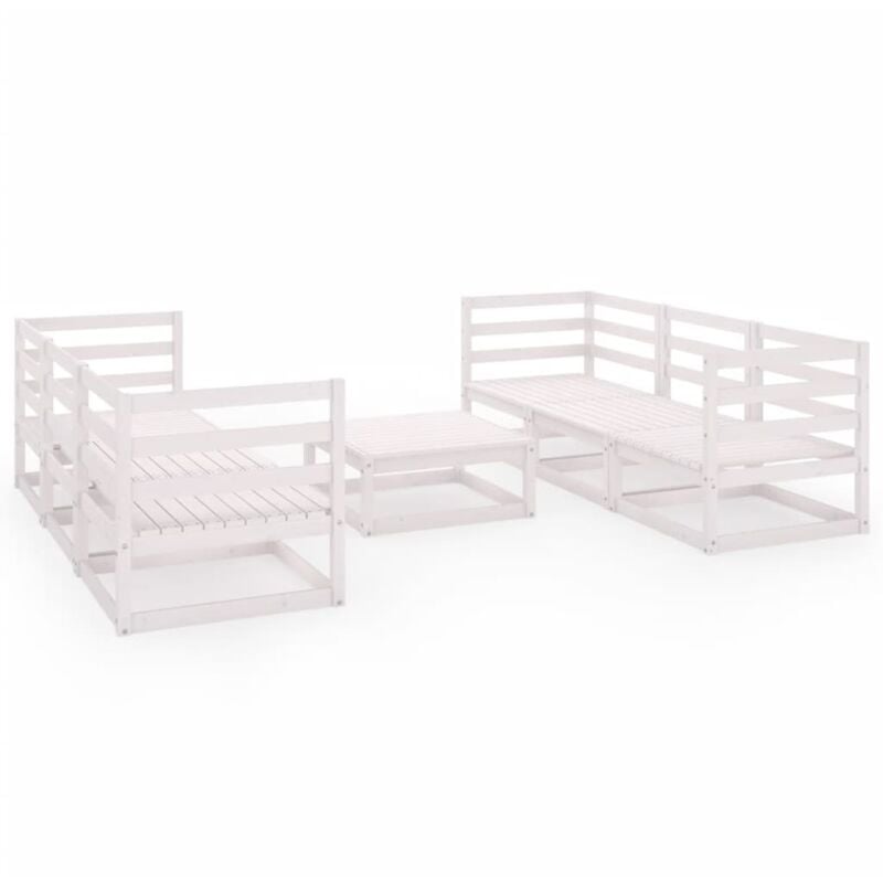

Set de salón de jardín de 7 pzas blanco madera maciza de pino - Blanco - Vidaxl