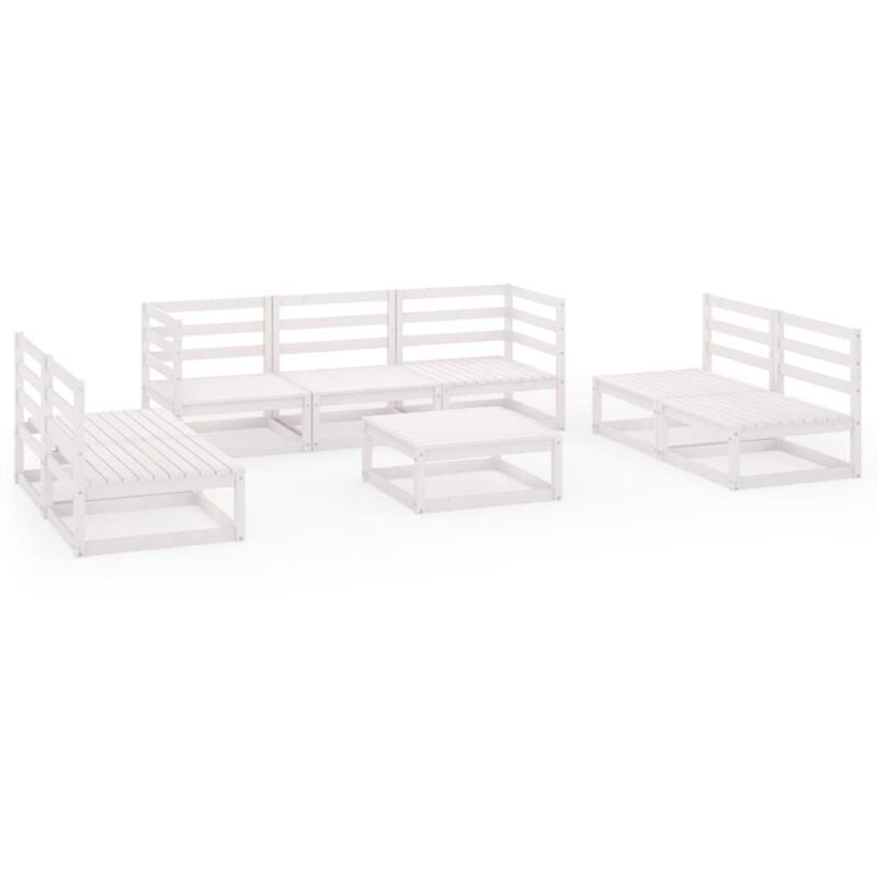 

Vidaxl - Set de salón de jardín de 8 piezas blanco madera maciza de pino - Blanco