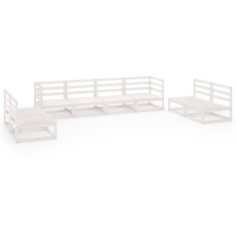

Vidaxl - Set de salón de jardín de 8 piezas blanco madera maciza de pino - Blanco