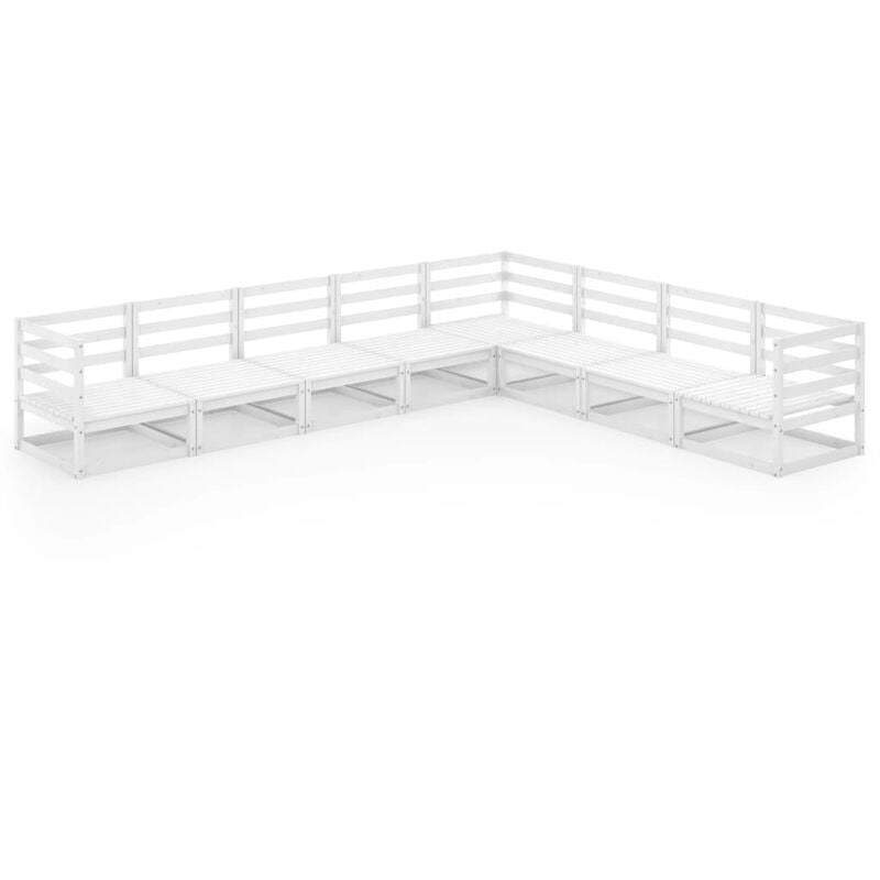 

Set de salón de jardín de 8 piezas blanco madera maciza de pino - Blanco - Vidaxl