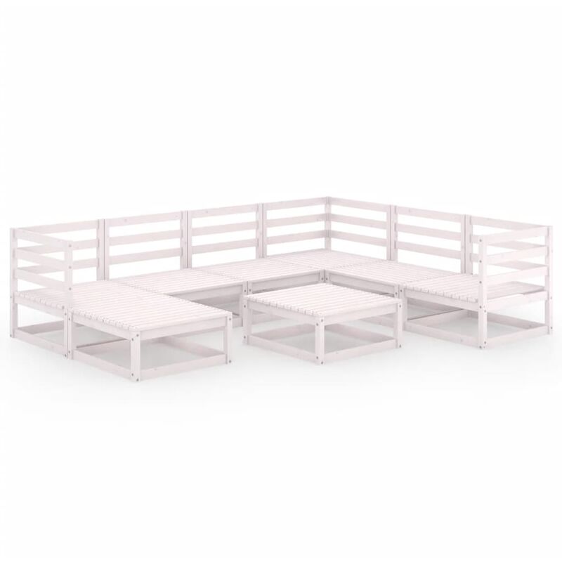 

Set de salón de jardín de 8 piezas blanco madera maciza de pino - Blanco - Vidaxl