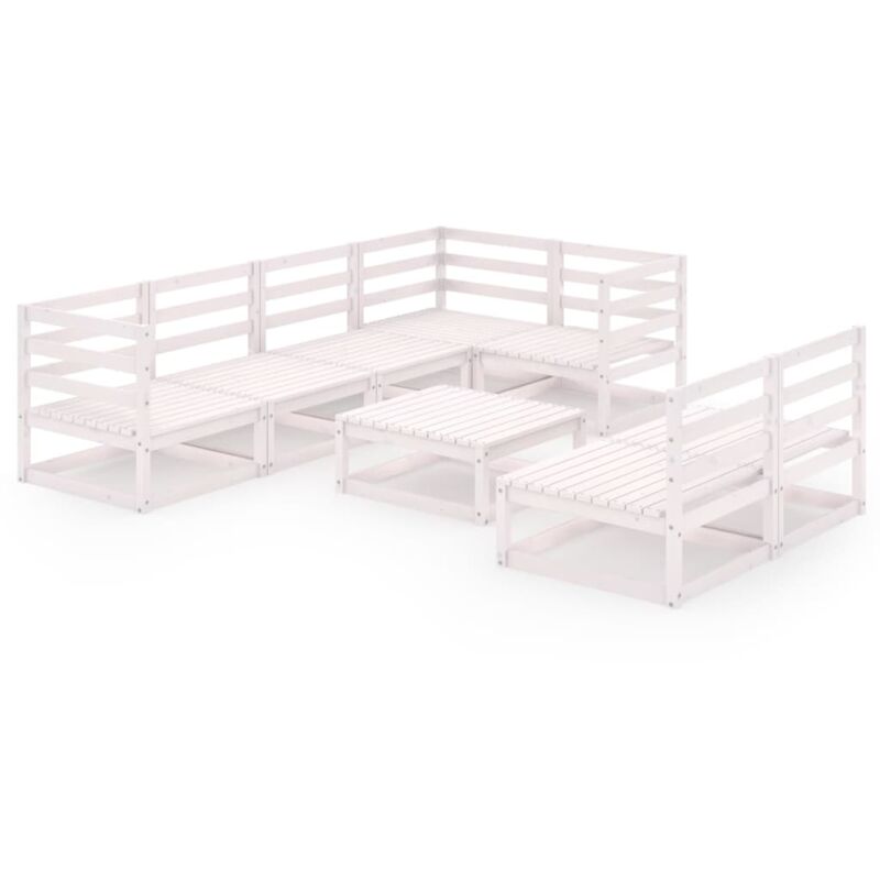 

Set de salón de jardín de 8 piezas blanco madera maciza de pino - Blanco - Vidaxl