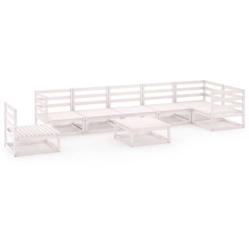 

Set de salón de jardín de 8 piezas blanco madera maciza de pino - Blanco - Vidaxl