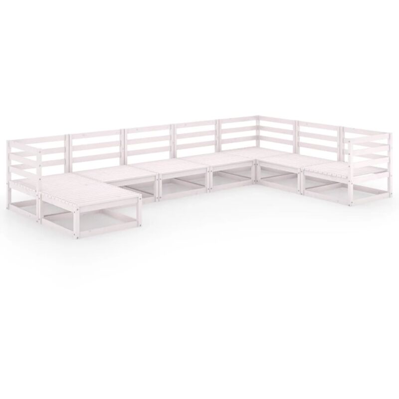 

Set de salón de jardín de 8 piezas blanco madera maciza de pino - Blanco - Vidaxl