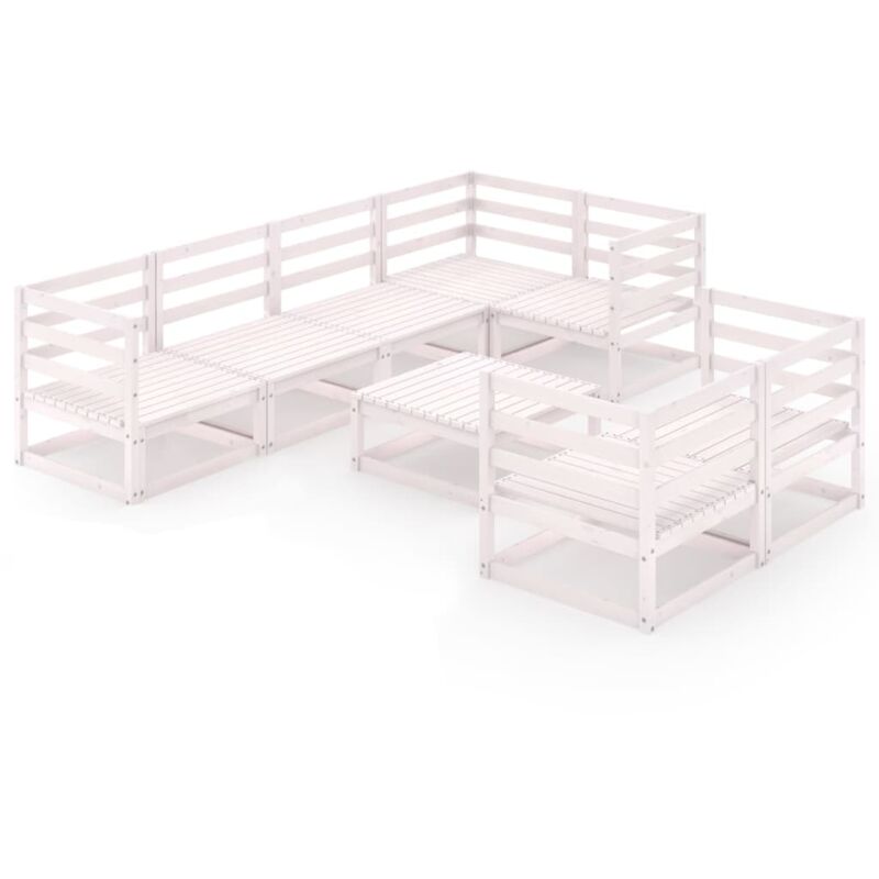 

Set de salón de jardín de 8 piezas blanco madera maciza de pino - Blanco - Vidaxl