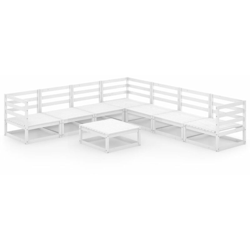 

Set de salón de jardín de 8 piezas blanco madera maciza de pino - Blanco - Vidaxl