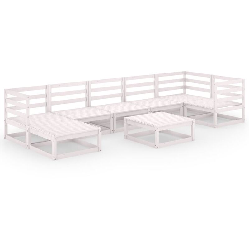 

Set de salón de jardín de 8 piezas blanco madera maciza de pino - Blanco - Vidaxl