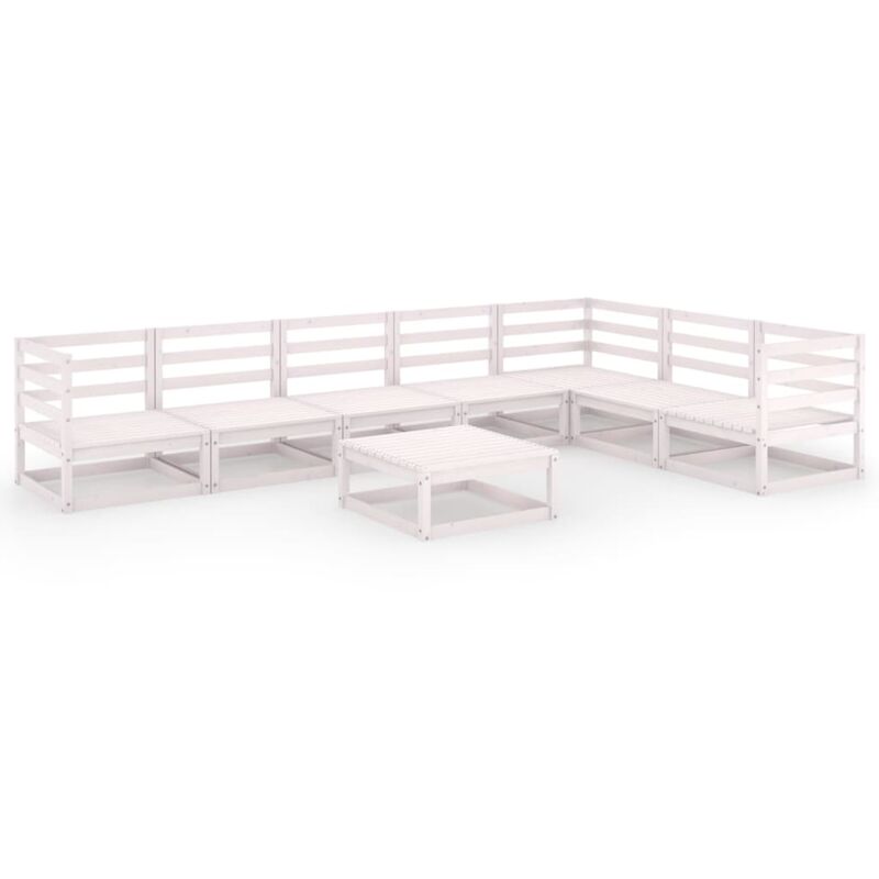 

Set de salón de jardín de 8 piezas blanco madera maciza de pino - Blanco - Vidaxl