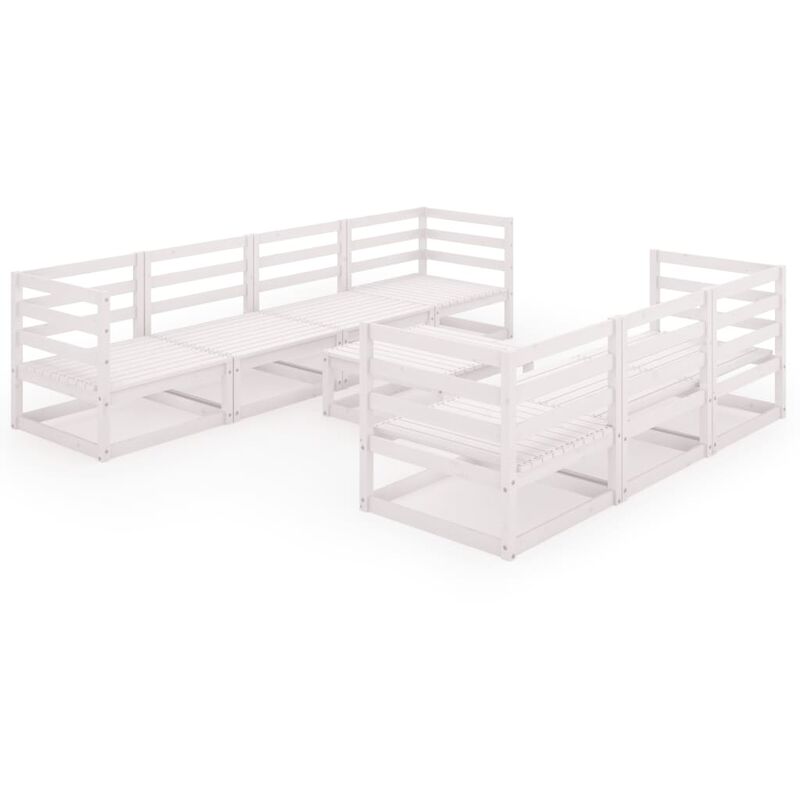 

Set de salón de jardín de 8 piezas blanco madera maciza pino - Blanco - Vidaxl