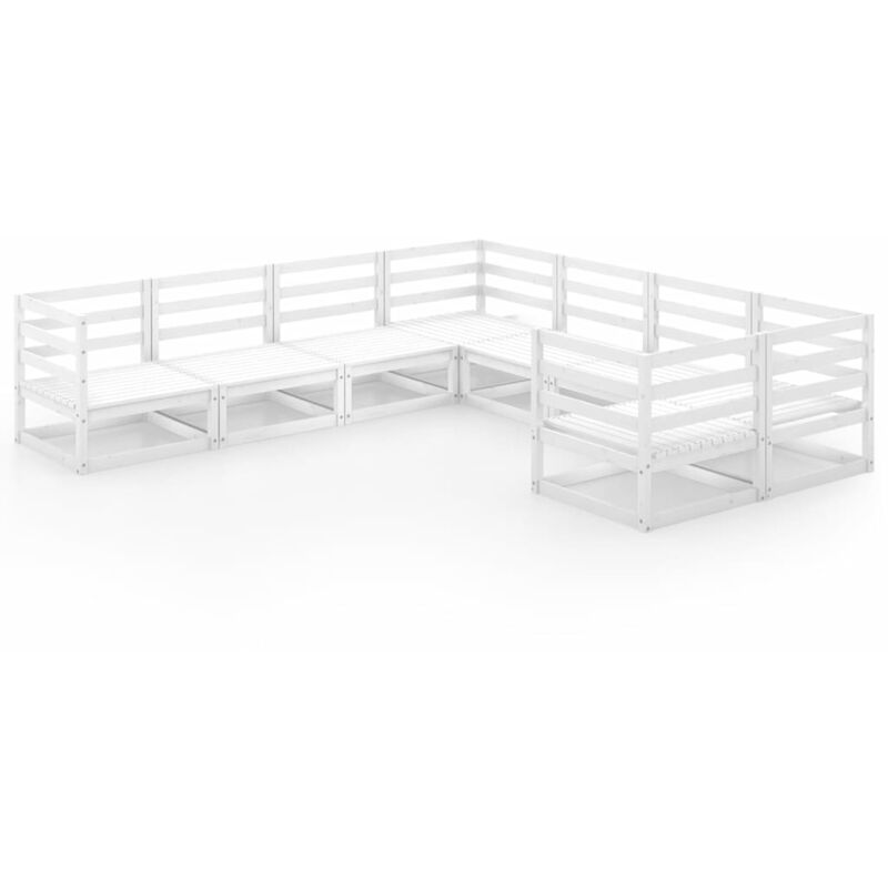 

Set de salón de jardín de 8 piezas madera maciza de pino - Blanco - Vidaxl