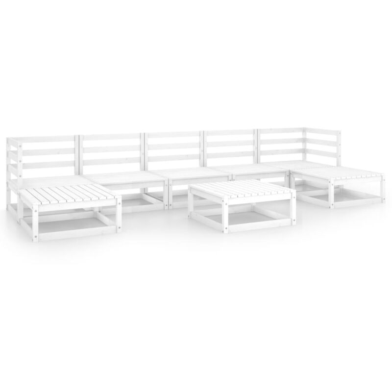 

vidaXL Set de salón de jardín de 8 piezas madera maciza de pino - Blanco