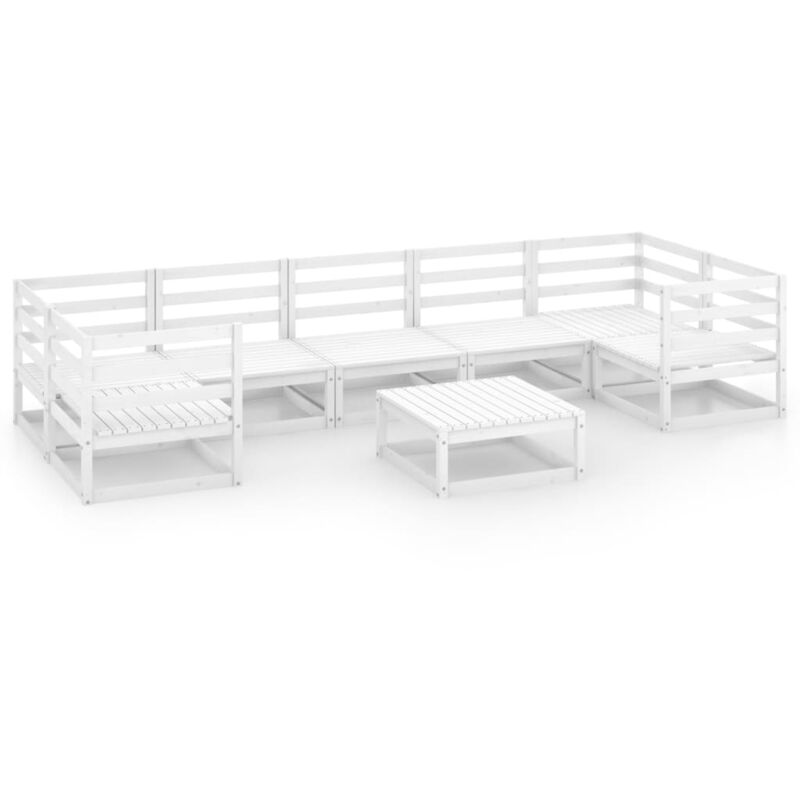 

vidaXL Set de salón de jardín de 8 piezas madera maciza de pino - Blanco